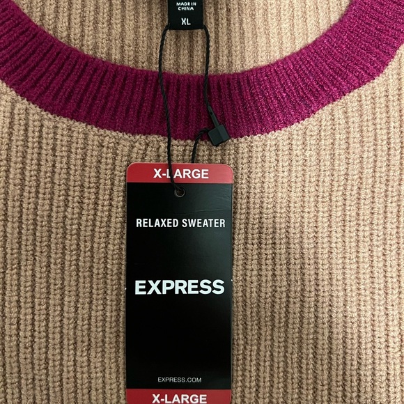 Express Colorblock Sweater - Tan, Black, and Pink XL - Picture 3 of 8